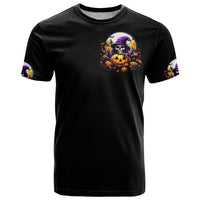 Pumpkin Witch Skull T Shirt In My Defense The Moon Was Full And I Was Left Unsupervided - Wonder Print Shop