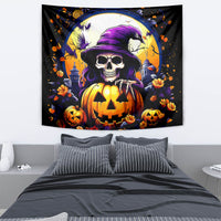 Pumpkin Witch Skull Tapestry In My Defense The Moon Was Full And I Was Left Unsupervided - Wonder Print Shop