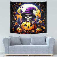 Pumpkin Witch Skull Tapestry In My Defense The Moon Was Full And I Was Left Unsupervided - Wonder Print Shop
