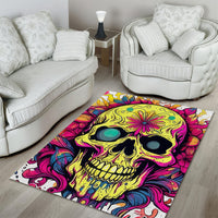 Flower Skull Area Rug Judge Me When You're Perfect Otherwise Shut Up - Wonder Print Shop