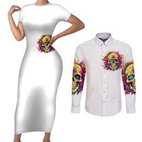 Flower Skull Couples Matching Short Sleeve Bodycon Dress and Long Sleeve Button Shirts Judge Me When You 're Perfect Otherwise Shut Up - Wonder Print Shop