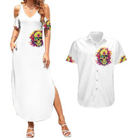 Flower Skull Couples Matching Summer Maxi Dress and Hawaiian Shirt Judge Me When You 're Perfect Otherwise Shut Up - Wonder Print Shop