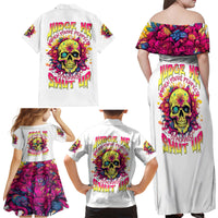 Flower Skull Family Matching Off Shoulder Maxi Dress and Hawaiian Shirt Judge Me When You're Perfect Otherwise Shut Up - Wonder Print Shop