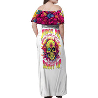 Flower Skull Family Matching Off Shoulder Maxi Dress and Hawaiian Shirt Judge Me When You're Perfect Otherwise Shut Up - Wonder Print Shop