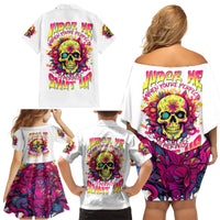Flower Skull Family Matching Off Shoulder Short Dress and Hawaiian Shirt Judge Me When You're Perfect Otherwise Shut Up - Wonder Print Shop