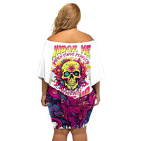 Flower Skull Family Matching Off Shoulder Short Dress and Hawaiian Shirt Judge Me When You're Perfect Otherwise Shut Up - Wonder Print Shop