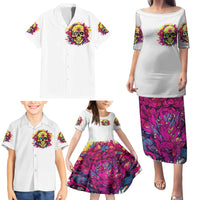 Flower Skull Family Matching Puletasi and Hawaiian Shirt Judge Me When You're Perfect Otherwise Shut Up - Wonder Print Shop