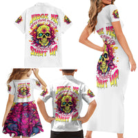 Flower Skull Family Matching Short Sleeve Bodycon Dress and Hawaiian Shirt Judge Me When You're Perfect Otherwise Shut Up - Wonder Print Shop
