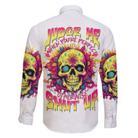 Flower Skull Family Matching Short Sleeve Bodycon Dress and Hawaiian Shirt Judge Me When You're Perfect Otherwise Shut Up - Wonder Print Shop