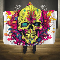 Flower Skull Hooded Blanket Judge Me When You're Perfect Otherwise Shut Up