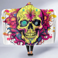 Flower Skull Hooded Blanket Judge Me When You're Perfect Otherwise Shut Up