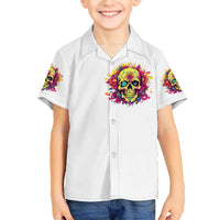 Flower Skull Kid Hawaiian Shirt Judge Me When You're Perfect Otherwise Shut Up - Wonder Print Shop