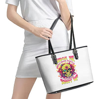 Flower Skull Leather Tote Bag Judge Me When You're Perfect Otherwise Shut Up - Wonder Print Shop