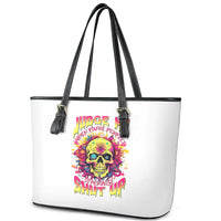 Flower Skull Leather Tote Bag Judge Me When You're Perfect Otherwise Shut Up - Wonder Print Shop