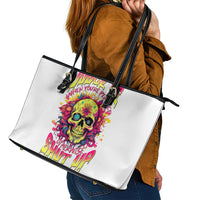 Flower Skull Leather Tote Bag Judge Me When You're Perfect Otherwise Shut Up - Wonder Print Shop