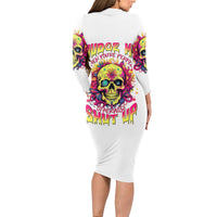 Flower Skull Long Sleeve Bodycon Dress Judge Me When You're Perfect Otherwise Shut Up - Wonder Print Shop
