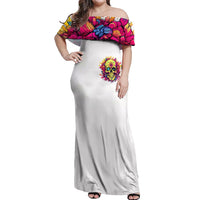 Flower Skull Off Shoulder Maxi Dress Judge Me When You're Perfect Otherwise Shut Up - Wonder Print Shop