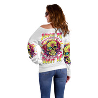 Flower Skull Off Shoulder Sweater Judge Me When You 're Perfect Otherwise Shut Up - Wonder Print Shop