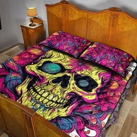 Flower Skull Quilt Bed Set Judge Me When You're Perfect Otherwise Shut Up - Wonder Print Shop