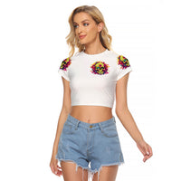 Flower Skull Raglan Cropped T Shirt Judge Me When You're Perfect Otherwise Shut Up - Wonder Print Shop