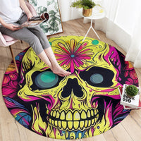 Flower Skull Round Carpet Judge Me When You're Perfect Otherwise Shut Up