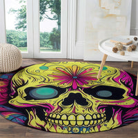 Flower Skull Round Carpet Judge Me When You're Perfect Otherwise Shut Up