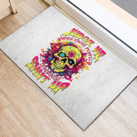 Flower Skull Rubber Doormat Judge Me When You're Perfect Otherwise Shut Up - Wonder Print Shop