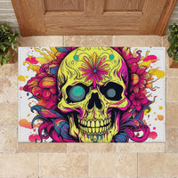 Flower Skull Rubber Doormat Judge Me When You're Perfect Otherwise Shut Up - Wonder Print Shop