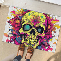 Flower Skull Rubber Doormat Judge Me When You're Perfect Otherwise Shut Up - Wonder Print Shop