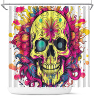 Flower Skull Shower Curtain Judge Me When You're Perfect Otherwise Shut Up