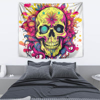 Flower Skull Tapestry Judge Me When You're Perfect Otherwise Shut Up - Wonder Print Shop
