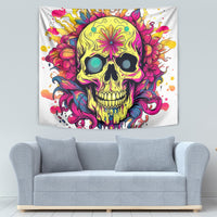 Flower Skull Tapestry Judge Me When You're Perfect Otherwise Shut Up - Wonder Print Shop