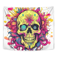 Flower Skull Tapestry Judge Me When You're Perfect Otherwise Shut Up - Wonder Print Shop