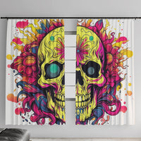 Flower Skull Window Curtain Judge Me When You're Perfect Otherwise Shut Up - Wonder Print Shop