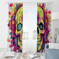 Flower Skull Window Curtain Judge Me When You're Perfect Otherwise Shut Up - Wonder Print Shop