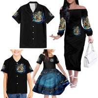 Mummy Skull Family Matching Off Shoulder Long Sleeve Dress and Hawaiian Shirt I'm Going To Hell to Pick You Up - Wonder Print Shop
