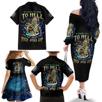 Mummy Skull Family Matching Off Shoulder Long Sleeve Dress and Hawaiian Shirt I'm Going To Hell to Pick You Up - Wonder Print Shop