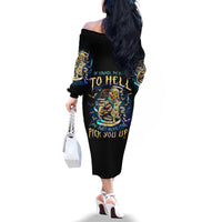 Mummy Skull Family Matching Off Shoulder Long Sleeve Dress and Hawaiian Shirt I'm Going To Hell to Pick You Up - Wonder Print Shop