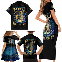 Mummy Skull Family Matching Short Sleeve Bodycon Dress and Hawaiian Shirt I'm Going To Hell to Pick You Up - Wonder Print Shop