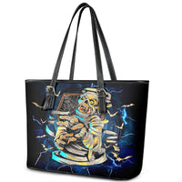 Mummy Skull Leather Tote Bag I'm Going To Hell to Pick You Up - Wonder Print Shop