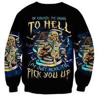 Mummy Skull Sweatshirt I'm Going To Hell to Pick You Up - Wonder Print Shop