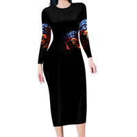 American Skull Long Sleeve Bodycon Dress One Day I Gonna Fuck It All - Wonder Print Shop
