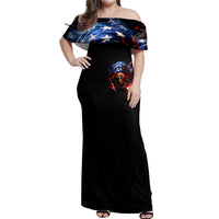 American Skull Off Shoulder Maxi Dress One Day I Gonna Fuck It All - Wonder Print Shop