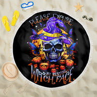 Halloween Skull Beach Blanket Please Excuse My Resting Witch Face - Wonder Print Shop