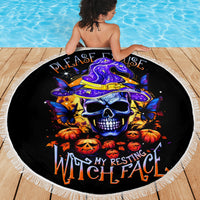 Halloween Skull Beach Blanket Please Excuse My Resting Witch Face - Wonder Print Shop