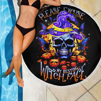 Halloween Skull Beach Blanket Please Excuse My Resting Witch Face - Wonder Print Shop