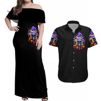 Halloween Skull Couples Matching Off Shoulder Maxi Dress and Hawaiian Shirt Please Excuse My Resting Witch Face - Wonder Print Shop