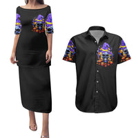 Halloween Skull Couples Matching Puletasi Dress and Hawaiian Shirt Please Excuse My Resting Witch Face - Wonder Print Shop