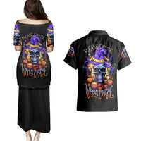 Halloween Skull Couples Matching Puletasi Dress and Hawaiian Shirt Please Excuse My Resting Witch Face - Wonder Print Shop