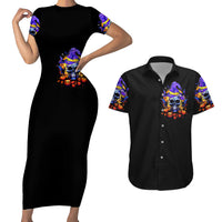 Halloween Skull Couples Matching Short Sleeve Bodycon Dress and Hawaiian Shirt Please Excuse My Resting Witch Face - Wonder Print Shop